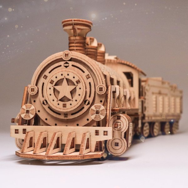 KWASVLYA 3D Wooden Puzzles, Wooden Train Puzzles for Adults and Teens, Educational Brain Teaser Assembly Model, Gifts for Christmas/Birthday（Luxury Steam Train）