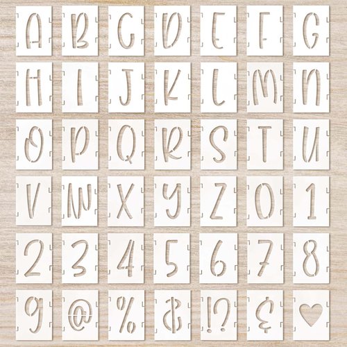 Letter Stencils 3 Inch Cursive Stencil Letters Number Template 42 Pcs Letter Stencils for Crafts Reusable Stencils for Painting Chalkboard Wood Signs Wall Art(3inch)