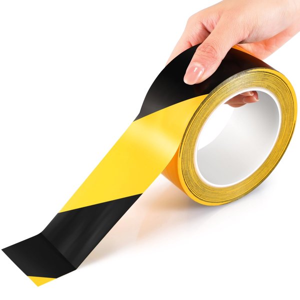 Black & Yellow Safety Tape - 2 Inch x 108 Feet - Warning & Hazard Tape Caution Tape for Marking Floors, Walls, Pipes & Equipment in Construction Sites & Hazardous Areas