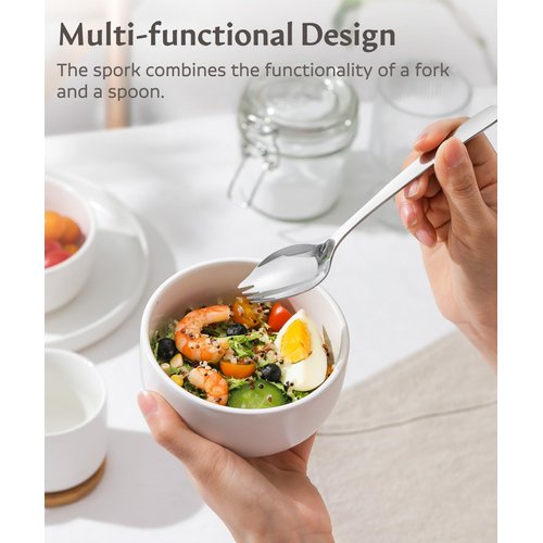 Lovingly Yours 7-inch Spork Stainless Steel, Reusable Metal Sporks, Set of 4