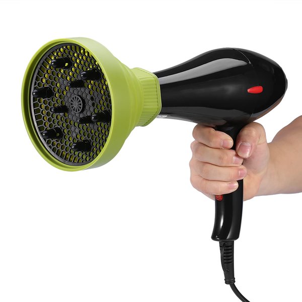 Volumizing Universal Hair Diffuser, Hair Dryer Diffuser Attachment for Curly and Wavy Hair, Foldable Hairdryer Hair Blower Diffuser Cover Styling Hairdressing Tool (Green)