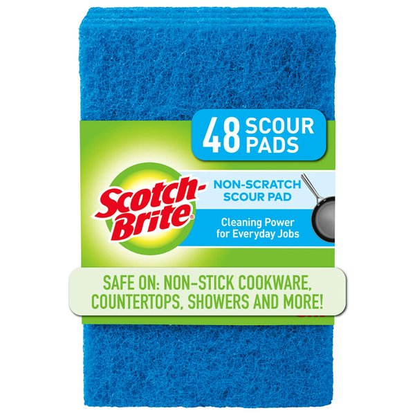 Scotch-Brite Non-Scratch Scour Pads, Scouring Pads for Kitchen and Dish Cleaning, 48 Pads