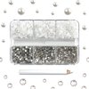 4300 Nail Rhinestones - Rhinestones & Pearls, Multi Size Shiny Rhinestone Pearls for Nail Art (White Pearls+White Rhinestones)
