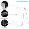 trophable 4 Pack Acrylic Book Stand Clear Book Display Easel Holder for Displaying Tablets,Newspaper, Magazines, Notebooks,Textbooks CDs, etc.(Clear-Small)