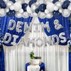 Wonmelody Denim and Diamonds Bachelorette Party Decor Denim & Diamonds Balloon Banner Navy Blue and Silver Balloon Garlands Kit Diamond and Pearls New Jeans Party Supplies for Jewelry Bridal Shower