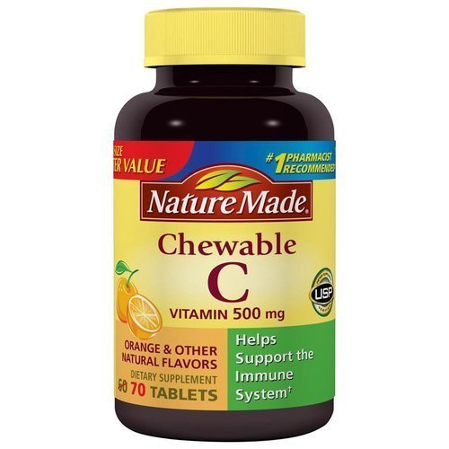 Nature Made Chewable Orange Flavor Vitamin C Tablets, 500 mg, 70 count