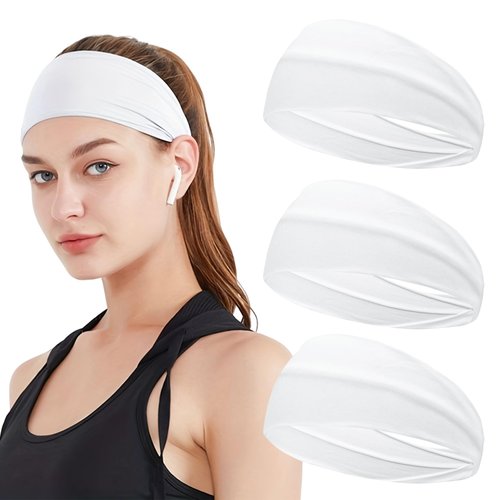 JOYOYO 3 Pack 9cm Unisex Headbands for Women's Hair Soft Stretchy Fabric Kylie Head band Bandeaux Hair Accessories for Workout Gym Yoga Hair Band,100% Pure Cotton (White)