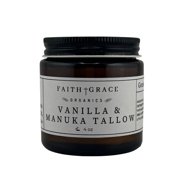 Organic Vanilla and Manuka Tallow, All-purpose Moisturizer, Acne-prone skin, Safe for sensitive skin, Made in the USA