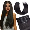 Seamless Clip in Hair Extensions Real Human Hair Clip ins 120g 7pcs Ultra Thin Double Weft PU Clip in Hair Extensions Straight 10A Brazilian Human Hair Extensions for Woman #1B Natural Black 18 Inch