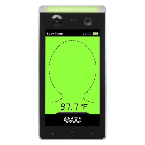 Non-Contact Temperature Tablet, 7-inch Display by EVOO | Adjustable Telescopic Stand, 10-Hour Battery Life, VESA Mount Compatible | German Made Sensor | Ideal Thermometer Tablet for Office, School