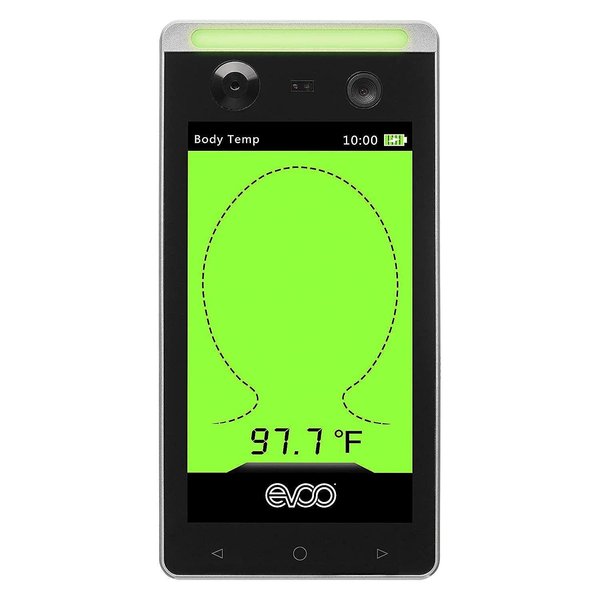 Non-Contact Temperature Tablet, 7-inch Display by EVOO | Adjustable Telescopic Stand, 10-Hour Battery Life, VESA Mount Compatible | German Made Sensor | Ideal Thermometer Tablet for Office, School