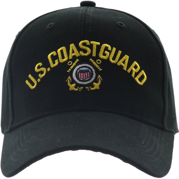 ARMYU Black US Coast Guard USCG Logo Baseball Cap Insignia Embroidered Low Profile Hat