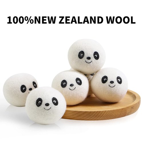 Wool Dryer Balls - Natural Fabric Softener, Reusable, Reduces Clothing Wrinkles and Saves Drying Time. Handmade Fair Trade No Lint Fabric Softener White (Pack of 6)