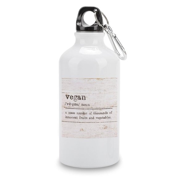 Guangpat Vegan Definition Typography Water Bottles Funny Vegan Quote Water Bottles Stainless Steel 14 OZ Portable Travel Bottle with Hanging Buckle for Riding Camping Sports Workouts