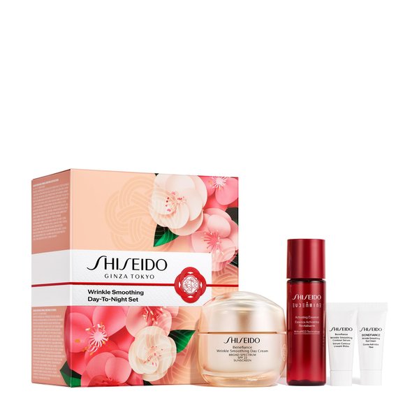 Shiseido Wrinkle Smoothing Day-to-Night Set - Includes Benefiance Wrinkle Smoothing Day Cream SPF 23 (50mL), Contour Serum (5mL), and Eye Cream (5mL) & Eudermine Activating Essence (30mL) - $130 Value