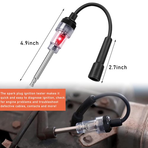 Suvnie Inline Spark Plug Tester, Straight Boot Engine Ignition Tester, Auto Internal External Engine Armature Diagnostic Detector for Motorcycle Lawn Mower, Car Accessories