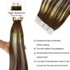 Omber Brown Highlight Human Hair Tape in Extensions for Women 22inch 20pcs 50g/Pack Omber Walnut Brown to Ash Brown with Medium Blonde 100% Real Human Hair Extensions