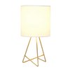 Simple Designs LT2066-GDW 13.5" Down to the Wire Metal Table Lamp with Fabric Shade, Gold with White Shade