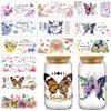 gisgfim 12 Sheet Butterfly Rub on Transfers for Glass,UV DTF Cup Wrap Transfer Stickers Butterfly Floral Wrap Transfers Decals for 16Oz Glass Cups Furniture Craft Wood DIY Crafts