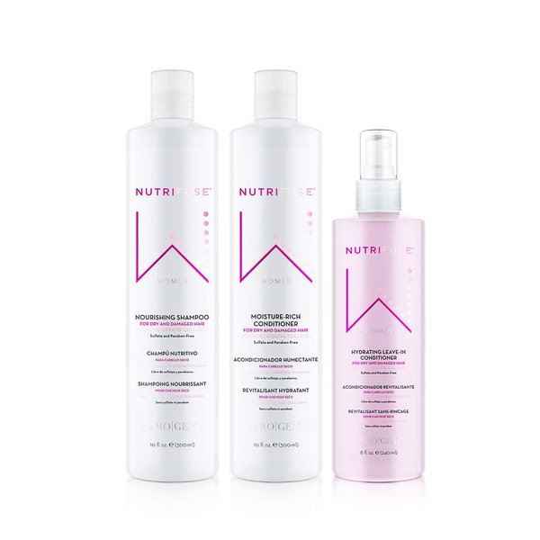 Nutrifuse W Nourishing Shampoo 10oz Bundled with Nutrifuse W Moisture Rich Conditioner 10oz and Nutrifuse W Hydrating Leave-In Conditioner 8oz