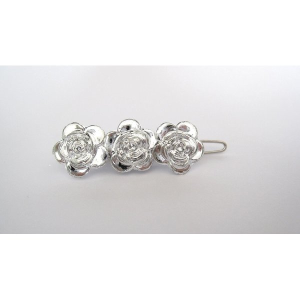 Generic Small shiny silver flower hair pin clip barrette for fine thin hair (Clip quantity: 2 clips)