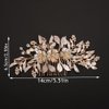 Teyglen Flower Wedding Hair Comb Gold Leaf Headpiece Bridal Flower Rhinestone Pearl Side Comb Handmade Hair Piece Hair Accessories for Women Girls (Gold)