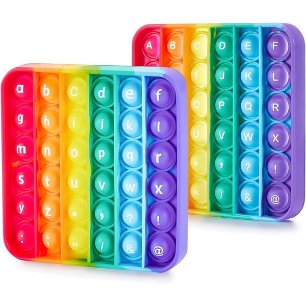 Alphabet Pop Fidget Toys Square ABC Letters Pop Bubble Toy Silicone Sensory Lowercase Uppercase Number Pop for Toddlers & Schools (Lowercase+Uppercase, 5x5inch)
