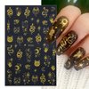 8 Sheets Sun Star Nail Art Stickers Moon Nail Stickers 3D Self-Adhesive Snake Nail Decals Gold Star Sun Space Designs Nail Art Supplies for Women Girls Acrylic Nails Decorations Salon Accessories