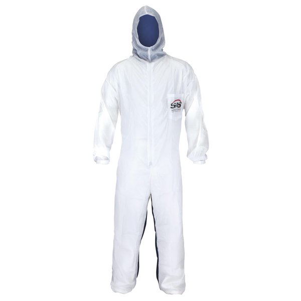 SAS Safety Corp Moonsuit Nylon and Cotton Coverall | Machine Washable Full Pullover with Hood Work Coveralls | Full Zipper Front, Elastic Waist with Pockets for Painting, Automotive, Factory (Medium)