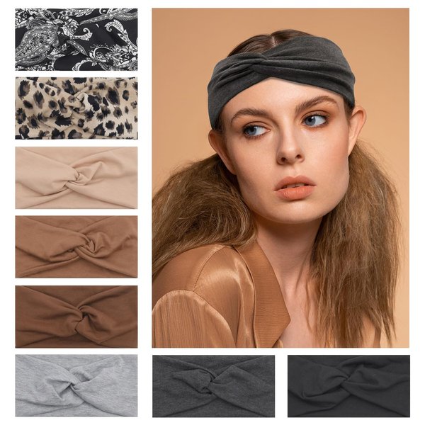 Melbelia Wide Headbands for Women Non Slip, Boho Thick Head Bands Soft Elastic Stretchy Sweat Absorbed Hair Accessories for Sport Yoga Workout Running, 8Pcs