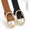 VONMELLI 2 Pack Women's Leather Belts for Jeans Pants Fashion Gold Buckle Ladies Dress Belt Black Brown M