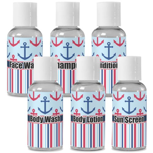 Personalized Anchors & Stripes Travel Bottles