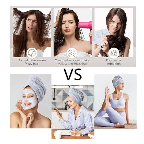 AGKXHDEC 2 Packs Microfiber Towel, Hair Turbans for Wet Hair, Drying Hair Wrap for Women (Blue,Light Green)