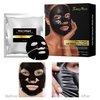 MUQIAN Black Pearl Collagen Face Mask Sheet, Hydrating and Anti-Aging Face Mask with Fullerene and Black Pearl Essence to Nourish Skin, 40g x 5ea