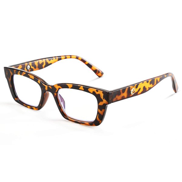 FEISEDY Nerdy Minimalist Design Rectangle Anti-Blue Light MEN WOMEN Nerdy Reading Glasses Computer Reader B9010 (Brown Tortoise, 2.0x)