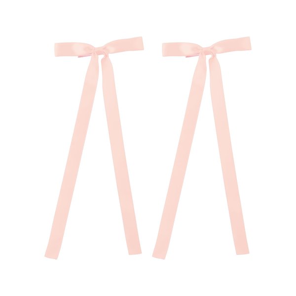 2PCS Silky Satin Hair Bows Hair Clip Ribbon Accessories Ponytail Holder Hair Bow for Women Girls Teens (Peach)