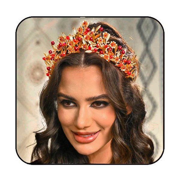 Kilshye Red Queen Crowns and Tiaras Gold Leaf Costume Headband Rhinestone Headpiece for Women