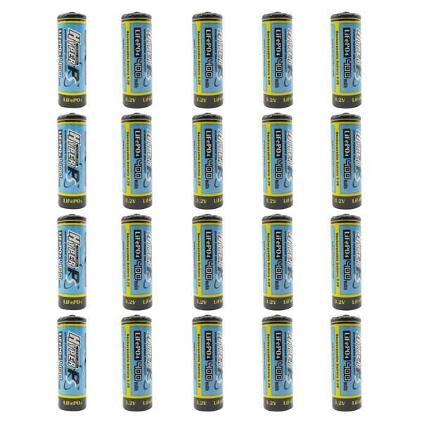 (20-Pack) HyperPS 3.2V LiFePo4 14430 (14 x 43mm) 400mAh Rechargeable Battery for Solar Panel Light, Tooth Brush, Shaver, Flashlight