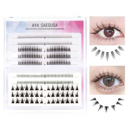 HOSAILY Manga Lash Clusters Natural Look Segmented Individual Eyelashes 2 Styles DIY Lash Extensions Japanese Individual Manga Lashes Cluster