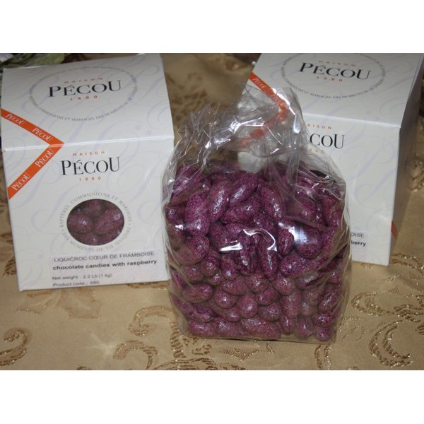 Dragees Pecou French Chocolate Dragées Filled with Raspberry Gift Box - 1 Kilo (2.2 lbs) - SPECIAL -