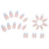 Daisy Press on Nails Medium Almond Fake Nails Full Cover White French tip False Nails with Design Flower Stick on Nails Spring Summer Light Blue Glue on Nails Acrylic Nails for Women Girls Manicure