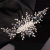 Teyglen Bridal Crystal Hair Comb Crystal Pearl Hair Pieces Bride Wedding Side Hair Comb Handmade Rhinestone Pearl Beads Headpieces Luxurious Hair Accessories for Brides Women Girls (Silver)