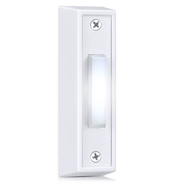 Lighted Doorbell Button, Wired Door Bell Push Button LED Door Chime, Wall Mounted Doorbell Switch Garage Doorbell Button (White, White Light)