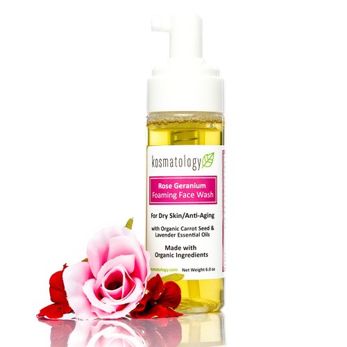 Kosmatology Rose Geranium Organic Foaming Facial Wash For Aging Skin, 6 fl oz