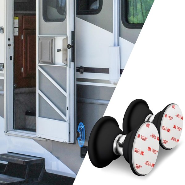 EJYTRVT Magnetic RV Baggage Door Catch RV Door Holder Latch for RV, Camper, Trailer, Motor Home, Boat Compartments, Cargo (Black, 2 Pack)