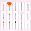 21 Pieces Nail Tools Kit, Resin Nail Palette Leaf Shape Mixing Palette and 20 Pieces Nail Design Brushes Golden Edge Resin Nail Holder Nail Gel Polish Colors Mixing Pallet (White)