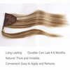 Ponytail Extension Human Hair 100% Real Remy Human Hair Wrap Around Ponytail Long Straight Ponytail Hairpiece Pony Tails Hair Extensions (14inch, P10/613(Dark Brown and Bleach Blonde))