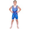 KO Sports Gear - Unisex Wrestling Singlet (Blue Phoenix, Youth Medium)