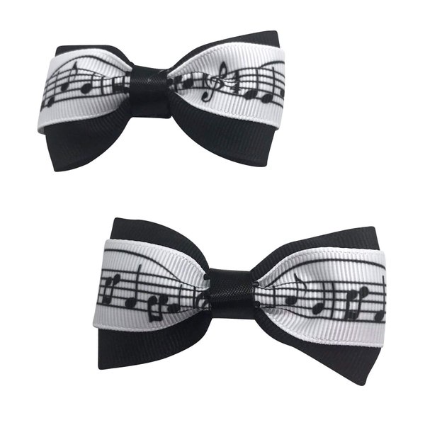 Handmade Music Note Girls Hair Bow Set, Little Girl Bows, Pigtail Hair Bows, Toddler Hair Bows,