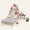 Aizulhomey Golden Dollhouse Bed Set (4pcs)-1/6 Scale Dollhouse Gold Miniature Furniture Decoration Accessories